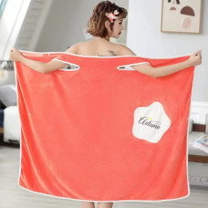 Банное полотенце халат из микрофибры 130х110 см оранжевый